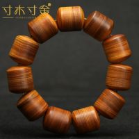 ☃✕ Taihang Aged Yacypress Barrel Bead Bracelet Old Material High Oil Dense Red Meat Silk Pattern Buddha Bead Bracelet Couple Style Ethnic Style