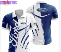 2023 Fashion Print Lapel Collar Man Ford Racing Polo Shirt Short Sleeve 3D Personality Hip-hop Streetwear