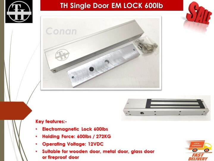 TH Single Door EM LOCK 600lbs Door Access Electromagnetic Magnetic ...