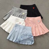 Pleated Skirts Childrens Cotton Short Skirts with Safety Pants Thin Kids Fashion