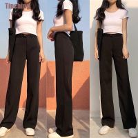 COD DSFERTGERRYYY [Ting6]Women High Waist Streetwear Trousers Black Loose Chiffon Wide Leg Office Pants