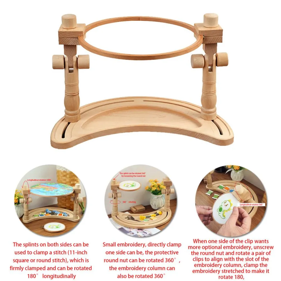 Embroidery Stand - Adjustable Rotated Cross Stitch Stand for Most Sizes of  Hoops, Beech Wood Embroidery Hoop Holder for Sewing Craft Projects :  : Home