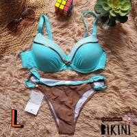 ? NATRADA BIKINI ชุดว่ายน้ำแฟชั่น ทูพีซ มือหนึ่ง ชุดว่ายน้ำสีฟ้า พร้อมส่งจากไทย SIZE L