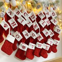 1pc Christmas Knitting Socks A-Z Alphabet Christmas Pendant Socks For 2022 Navidad Home Party Decoration Noel Gifts Supplies Socks Tights