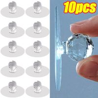 10pcs Punch-free Crystal Drawer Handle Self-Adhesive Acrylic Transparent Cabinet Wardrobe Furniture Pulls Handles Hanger Hooks