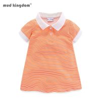 {Puffy menswear} Mudkingdom Tunic Girls เสื้อโปโล Stripe Soft Short Sleeve Shirt For Girls Summer Shirt Collar Kids Clothes Children Tops