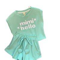 Girls vest suit children cuhk child brim sleeveless T-shirt leisure loose s女童背心套装儿童中大童洋气无袖T恤休闲宽松短裤两件套T818z