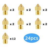 [Hot K] เครื่องอัดรีด MK8 24ชิ้น,0.2/0.4/0.5/0.6/0.8/1.0มม. ชิ้นส่วนเครื่องพิมพ์3D M6หัวฉีดทองเหลือง1.75มม. สำหรับ Creality Ender 3/3 Pro/ 3