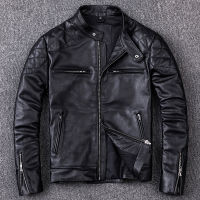 Men Motorcycle Denim Jacket Motocycle Jacket Top Layer Cowhide Leather Short Motorcycle Stand-up Leather Jacket 5XL Riding Gear