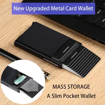 Smart Wallet Card Holder Metal Thin Slim Men Women Wallets Pop Up