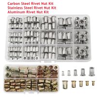 ❡ Flat Head Threaded Rivets Nut M3 M4 M5 M6 M8 Stainless Steel Rivnut Zinc Plated Carbon Steel Rivet Nut Aluminum Insert Nut Kit