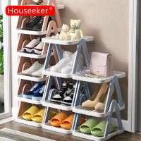 Houseeker ที่แขวนรองเท้าซ้อนหลายรองเท้าส้นเตี้ยที่วางรองเท้าประหยัดพื้นที่ชั้นเก็บของใช้ในครัวแบบทำมือ