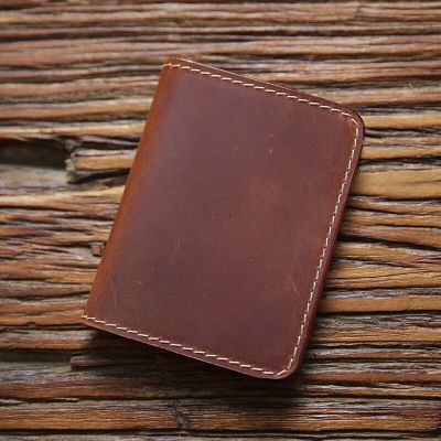 Handmade Genuine Leather Credit Card Sleeves for Men Vintage Short Handcraft Slim Small Man Card Wallet Driver License Case Card Holders