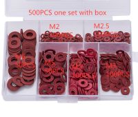 500 Buah/Set M2 M2.5 M3 M4 M5 M6 Baja Flat Pad Pencuci Isolasi Kertas Merah Meson Gasket Spacer Isolation Spacers Kit HW050