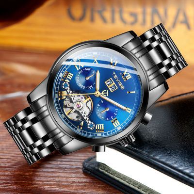 นาฬิกาผู้ชายหรูหราแบรนด์ TEVISE 2021อัตโนมัติสีดำนาฬิกาจักรกลสแตนเลสกันน้ำแฟชั่นนาฬิกาลำลองสำหรับบุรุษ
