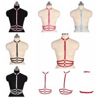 【cw】 Gothic Leather Elastic Hollow Out Bandage Strappy Halter Bustier Harness