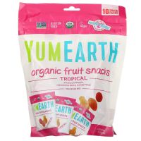 [พร้อมส่ง] ของแท้ 100% เยลลี่ออร์แกนิค YumEarth, Organic Fruit Snacks, Tropical, 10 Packs (17.6 g/Each)