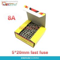 ◙◊❄ 100pcs/box 5x20mm 8A 250V Fast fuse 5x20 F8A 8000mA 250V Glass Fuse 5mmx20mm New and original