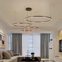 Postmodern Luxury Circle Chandeliers For Bedroom Living Room Restaurant Lighting Golden Black Coffee Lustre Ring Hanging Lights