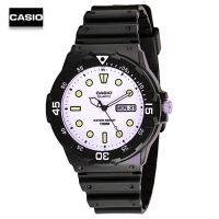 Velashop นาฬิกาข้อมือผู้ชายคาสิโอ Casio Standard สายเรซิ่นสีดำ หน้าปัดขาว รุ่น MRW-200H-7EVDF, MRW-200H-7E, MRW-200H, MRW200H, MRW