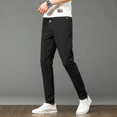 Mens Fashion Sports Pants กางเกงลำลองชายเวอร์ชั่นเกาหลีของแนวโน้มกีฬายืดตัวตรง