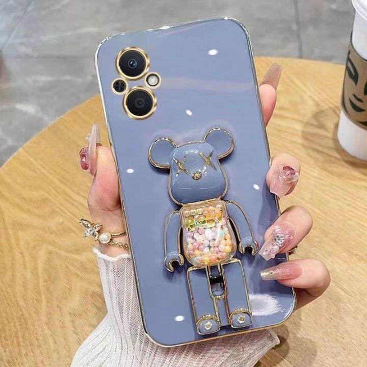 เคสโทรศัพท์สำหรับ-oppo-reno-7z-ฝาหลังสุดหรู-reno-8z-3มิติกับผู้ถือหมี