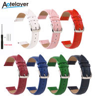 Aotelayer 12 14 16 17 18 19 20 21 22 24มิลลิเมตรความกว้างใหม่ที่มีสีสันไม้ไผ่แบบหนังขาหัวเข็มขัดนาฬิกาสร้อยข้อมือเข็มขัดผู้หญิง Watch Bands สายหนังแท้หัวแบนสากลนาฬิกาวง