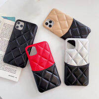 Luxury Brand Classical Lattice Card Pocket Black White Leather Phone Case for iPhone 12 Mini 11 Pro XS Max X XR 7 8 Plus Cover