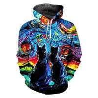 2023 style Colorful Starry Sky Animals Cats Dogs Men/women Hoodie Sudaderas Hoodies Men Sweatshirt Genshin Impact rens Parent-，can be customization