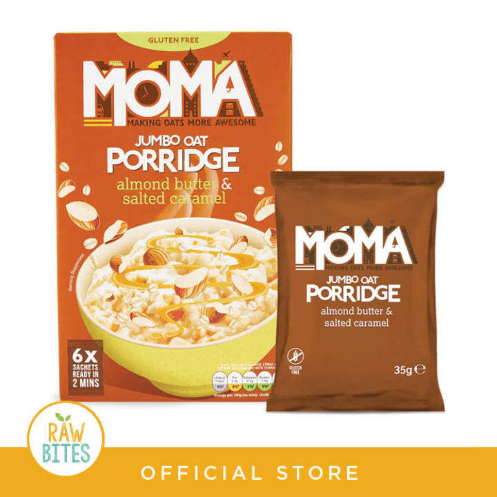 MOMA Almond Butter Salted Caramel Porridge Sachets (6 x 35g) (Gluten Free, Vegan, No Sugar Added