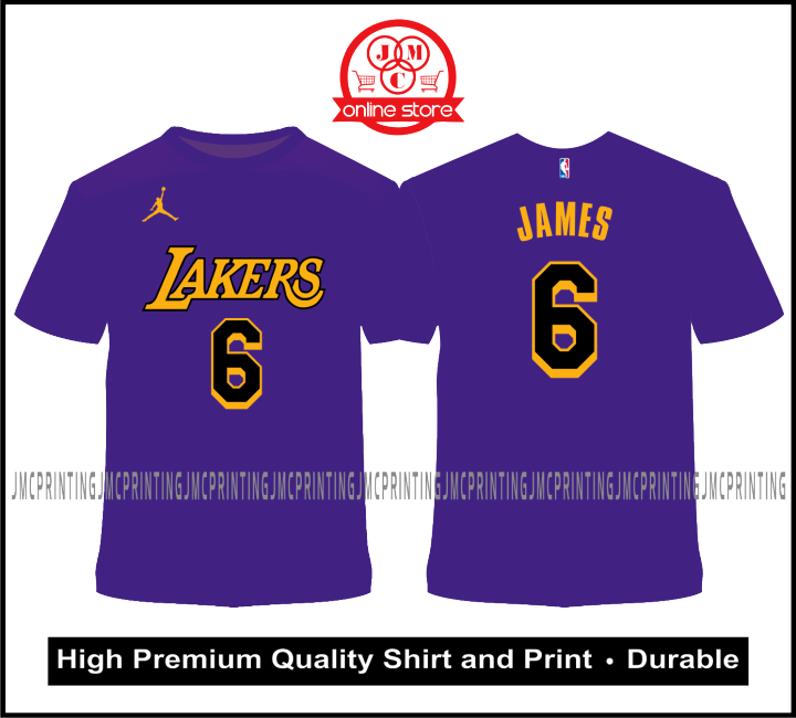 NBA LA Lakers Lebron James #6 Purple Tee T-Shirt