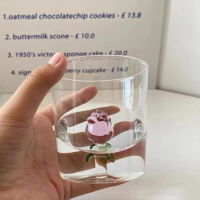 3D Rose Glass ถ้วยแก้วกาแฟแก้วสำหรับวันวาเลนไทน์ปาร์ตี้ดื่ม Glasse 300ML อาหารเช้านมถ้วย