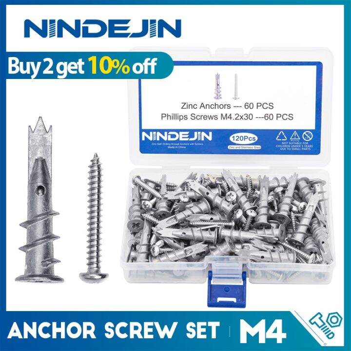 yp-nindejin-120ชิ้น-เซ็ต-drywall-anchor-โลหะผสมสังกะสีเจาะตนเองกลวงผนัง-anchor-ด้วยสกรูสตั๊ด-anchor-สำหรับแขวนผนัง