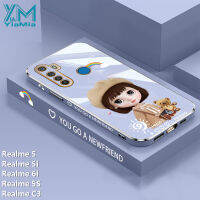 YiaMia เคสโทรศัพท์สำหรับ Realme 5 5i 6i 5S C3โทรศัพท์กรณีแฟชั่นน่ารักสาวการ์ตูน Luxury Chrome Soft TPU โทรศัพท์กรณีกล้องความคุ้มครองเต็มรูปแบบกรณีป้องกัน