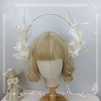 【JH】 Halos Crowns Goddess Headband Tiaras and for Bridal Wedding Gothic Headpiece White/Black