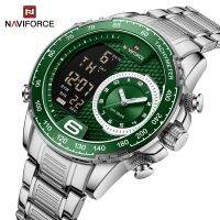 NAVIFORCE 2022นาฬิกาจอแสดงผล LCD ของคนออกแบบที่มีเอกลักษณ์ดูหรูหราเหล็กเรืองแสงกันน้ำนาฬิกากีฬาญี่ปุ่น