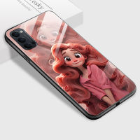 Mop Mall สำหรับ OPPO Reno4 Reno4 F Reno4 Pro Reno4 Z 5G เคสโทรศัพท์ลายการ์ตูนเจ้าหญิงยิ้มเคสเคสกันกระแทกนิ่มกระจกเทมเปอร์เรียบ