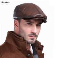 Degli Uomini Di Cappello กลางแจ้ง Cappello Di Cuoio Di Inverno Berretti Maschio Di Cappuccinio Di Proteone Orecchio Caldo 100% Del Cuoio Genuino Papà Cappello Per Il Tempo Lio Allingroso Osso