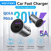 Vention 30วัตต์5A PD Car C Harger ค่าเร็ว3.0 USB ชาร์จอย่างรวดเร็วสำหรับ Xiaomi Mi 9หัวเว่ยซัมซุง S9 QC 4.0 USB Car C Harger อะแดปเตอร์