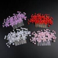 Korean-style multi-color crystal crown headdress girls hair comb hair accessories pearl performance head flower simple comb jewelry