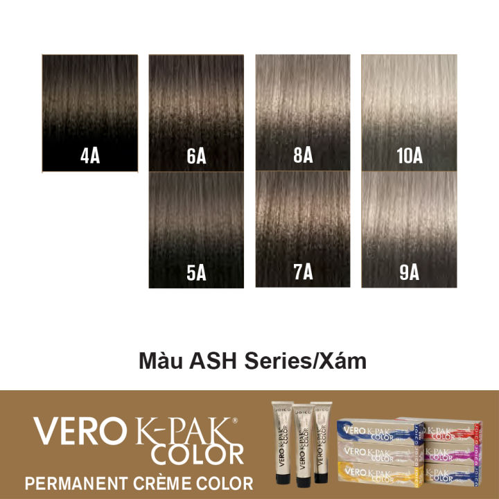 Tông màu xám, màu nhuộm tóc JOICO Vero K-Pak Color: Với màu tông xám đầy trẻ trung và hiện đại, sắc màu nhuộm tóc JOICO Vero K-Pak Color sẽ mang đến một diện mạo hoàn toàn mới cho mái tóc của bạn. Lựa chọn sản phẩm chất lượng để tóc luôn khỏe mạnh và rạng rỡ hơn bao giờ hết.