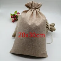 20x30cm Natural Burlap Gift Candy Bags Linen Jute Drawstring Gift Bag Pouches Christmas Wedding Party Jewelry Packaging Bags Cleaning Tools