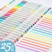 Zhipai ปากกาเน้นข้อความ25สี Set Pulpen ปากกาสองหัวน่ารักกลับไปโรงเรียนเครื่องเขียนน่ารักปากกาเน้นข้อความ