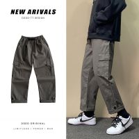 CODluba03411 【S-3XL】Summer Thin Cotton Mens Casual Straight Cargo Pants Seluar Kargo Untuk Lelaki Ins Hot Fashion Trendy Chino Ankle Button Pants Slack Cropped Pants Student Trousers