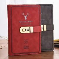 A5 Vintage Deer Notebook With Lock Diary Notepad PU Note Book Stationery Student Gifts