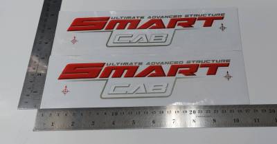 สติ๊กเกอร์ดั้งเดิม ติดกระจกแค็ป ด้านนอก คำว่า SMART CAB ULTIMATE ADVANCED STRUCTURE สำหรับรถ TOYOTA VIGO SMARTCAB ปี 2008 - 2010 sticker แต่งรถ ติดรถ โตโยต้า