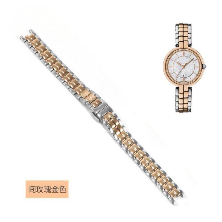 สายนาฬิกาสแตนเลสผู้หญิงปรับให้เข้ากับ-tissot-t094-flamingo-series-1853-สายหนังบาก-12-มม