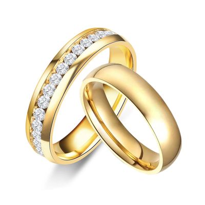 Letdiffery Stones Rings 6mm Gold Color Couple Fashion Jewelry