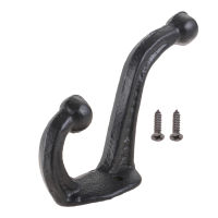 1pc Zinc Alloy Hook Antique Clothes Double Hook Wall Mounted Key Coat Hat Hanging Holder 119*85mm Black