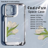 เคส for iphone 14 pro max iPhone 14 เคสไอโฟน iPhone 14 Plus 13 Pro Max 11 Pro MAX 12 Pro Max เคสไอโฟน7พลัส 8 Plus X XS Max SE iPhone XR เคส Space Case เคสอวกาศการ์ตูน ช่อดอกไม้ทิวลิปทาสี Anti-